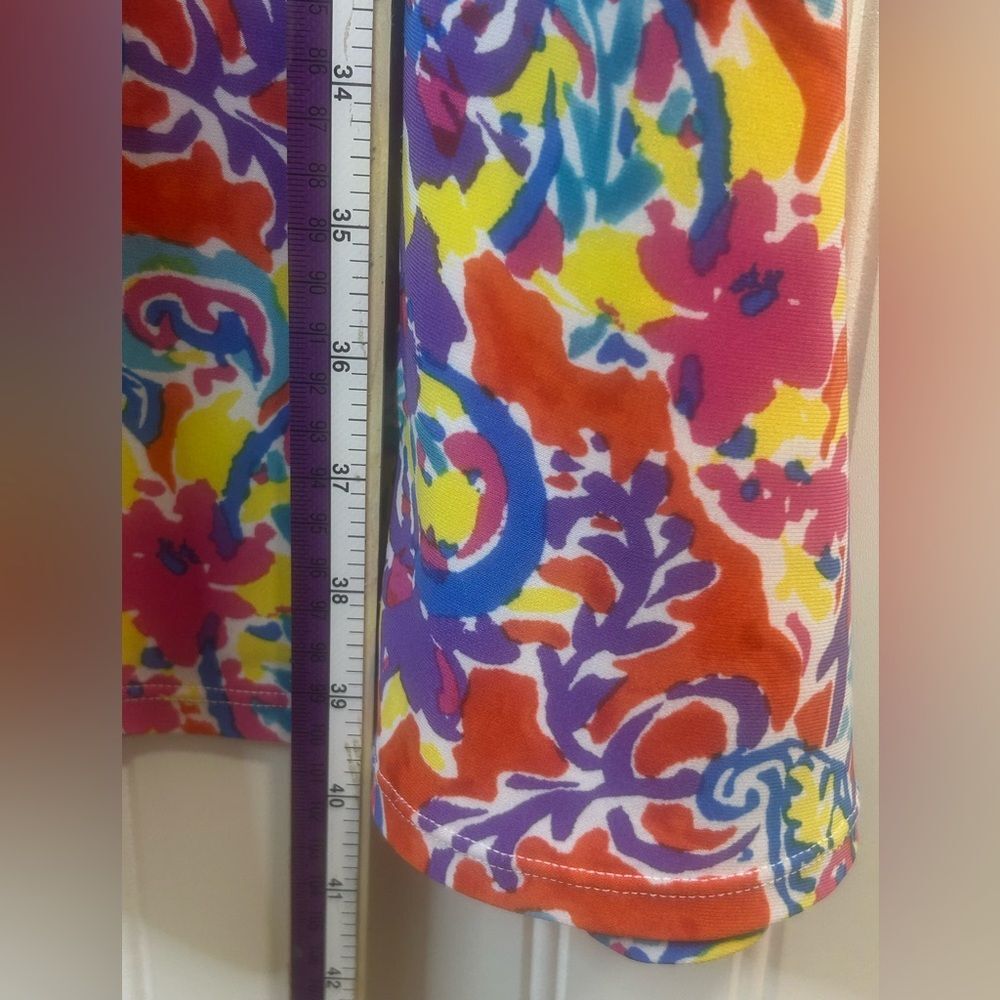 Lauren Ralph Lauren women Bright Multicolor Floral V-Neck Midi Dress Size M - Picture 8 of 9